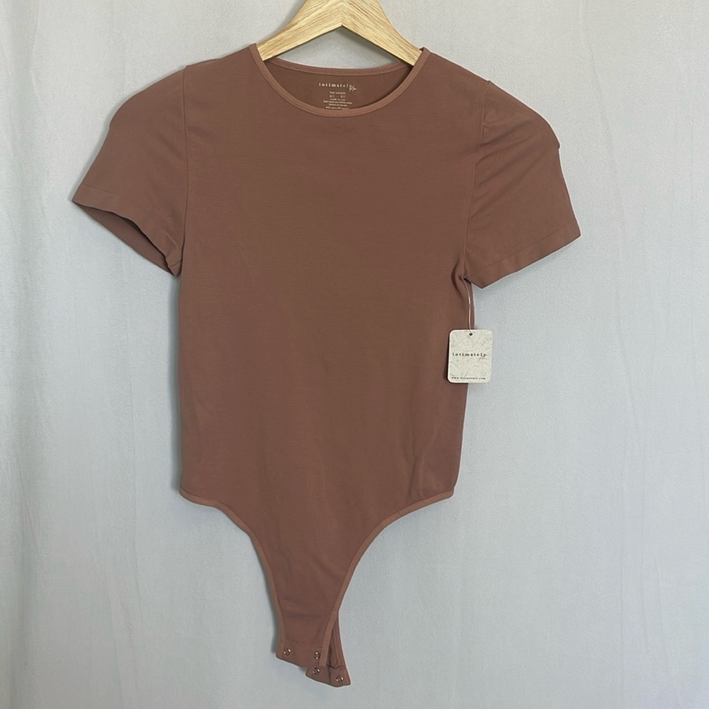 NWT Free People Intimately Alexis Tee Bodysuit Size S Copper Rose Short Sleeve - Picture 2 of 12